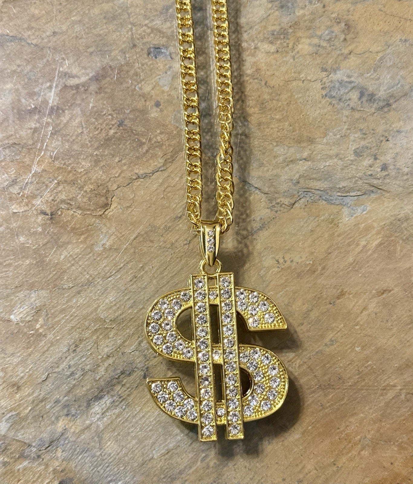 Dollar Sign Gold Tone Pendant