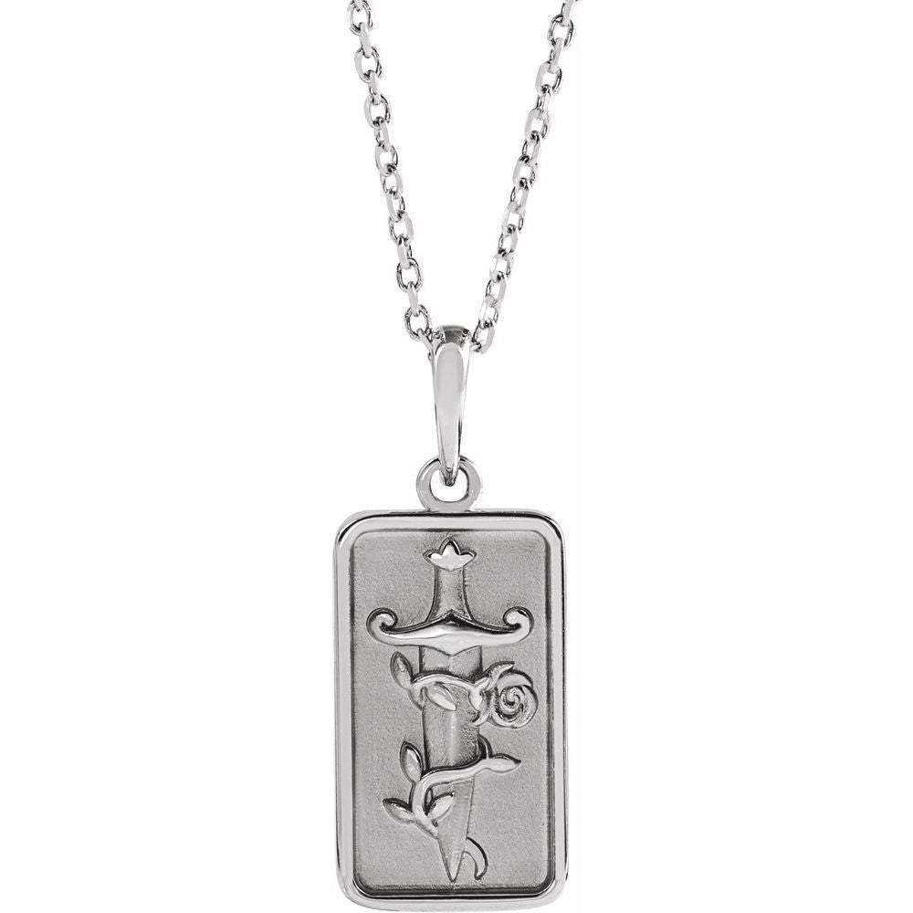 Sterling Silver Dagger & Rose 16-18" Necklace