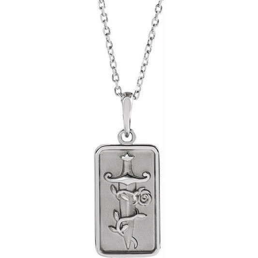 Sterling Silver Dagger & Rose 16-18" Necklace