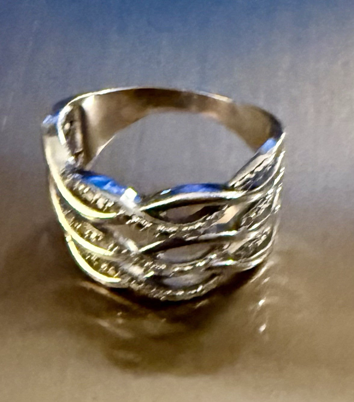 Sterling Silver G - Triple Braided Cz Ring Size 9