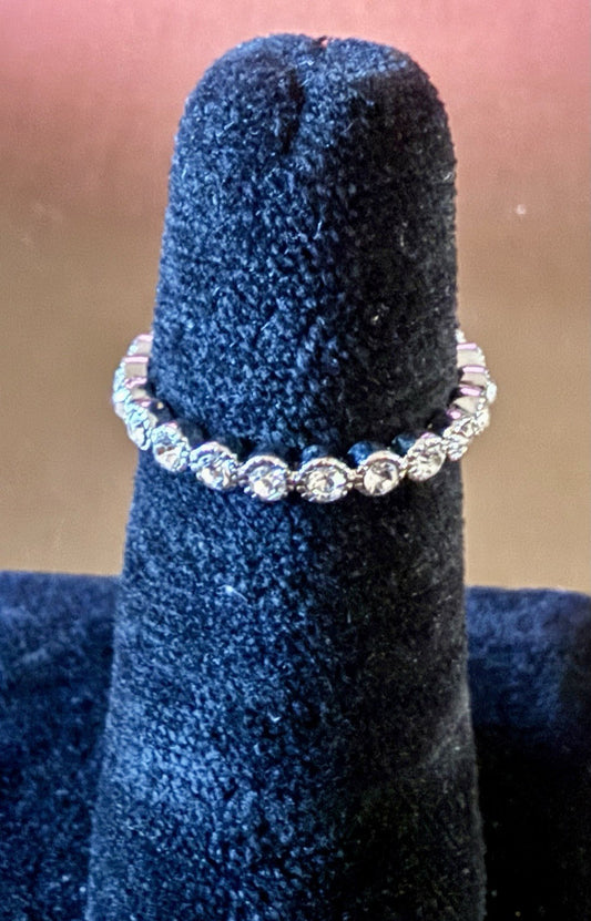 Ladies Silver Tone CZ Ring- Size 6.5