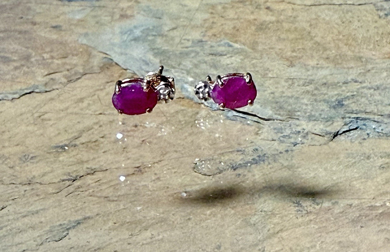 Vintage 10K Gold Diamond and Ruby Earrings 