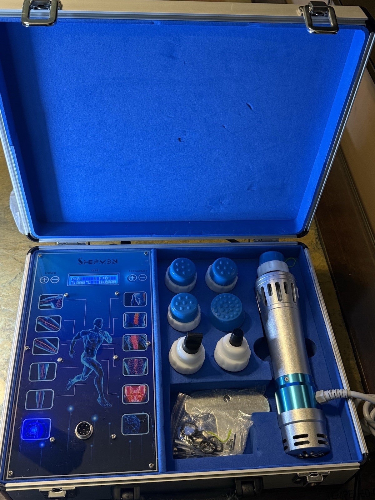 Shepvon Professional Percussive Therapy Massage  Gun w/8 Heads and Case