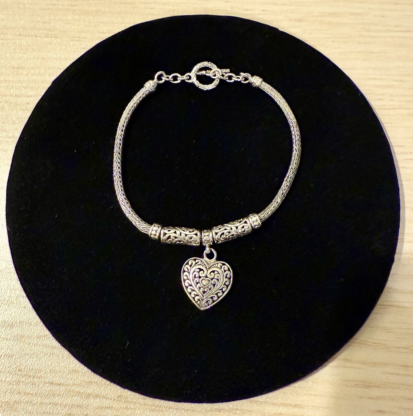 Vintage Sterling Silver ATI Heart Bracelet
