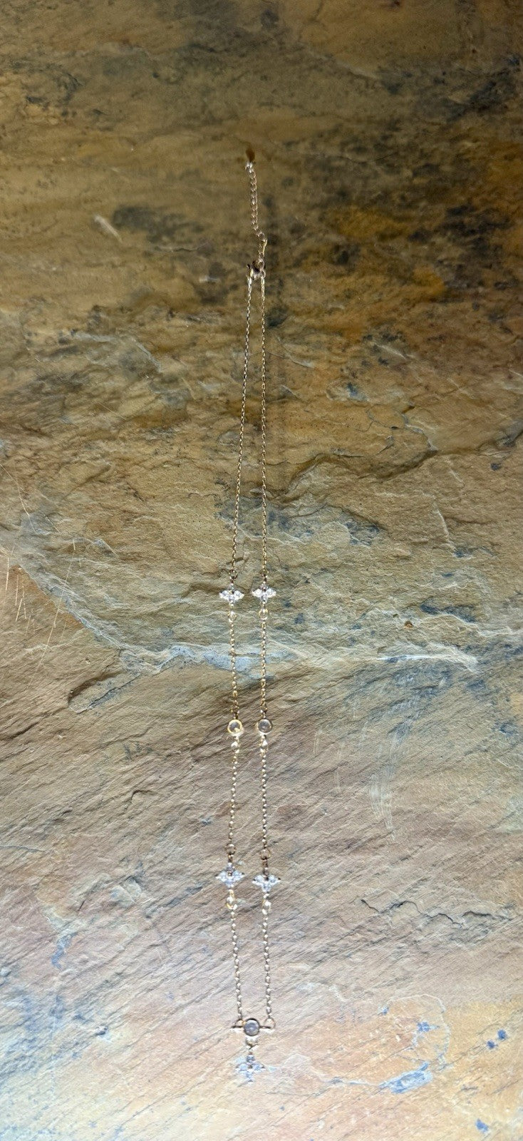 Gold Tone CZ Cross Necklace 