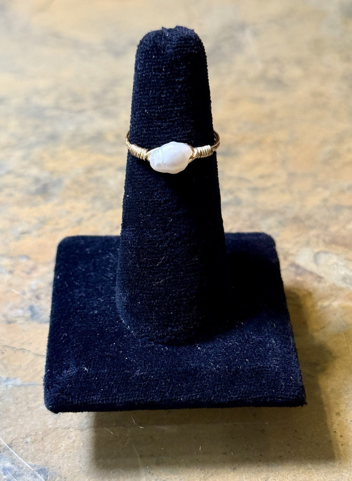 Freshwater Pearl Wire Wrapped Ring- Size 8