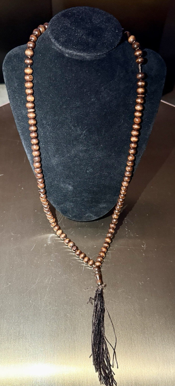 Wooden Prayer Bead Necklace 