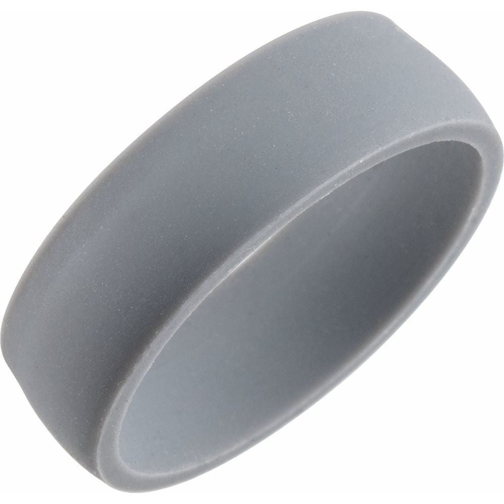 Gray Silicone 7 mm Comfort-Fit Half Round Band Size 10