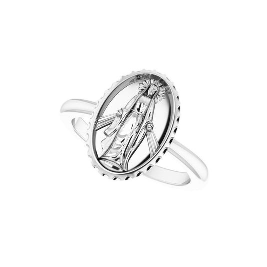Sterling Silver Miraculous Medal Ring - Size 7