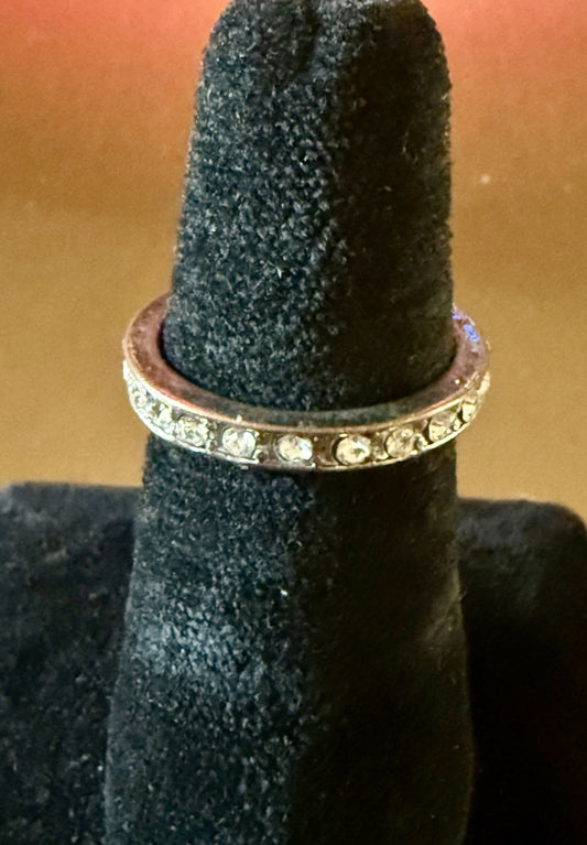 Ladies Silver Tone CZ Band- Size 8