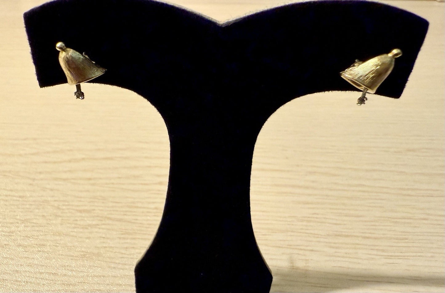 Vintage Gold Tone Bell Earrings 