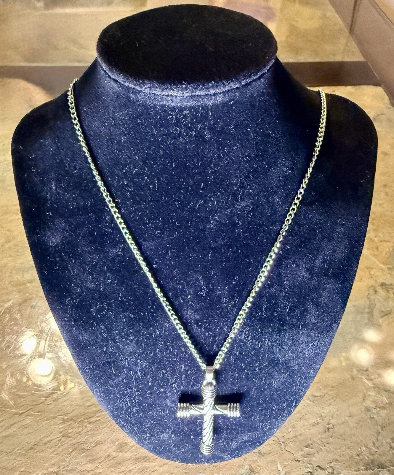 Stainless Steel Cross Pendant Necklace - 24”