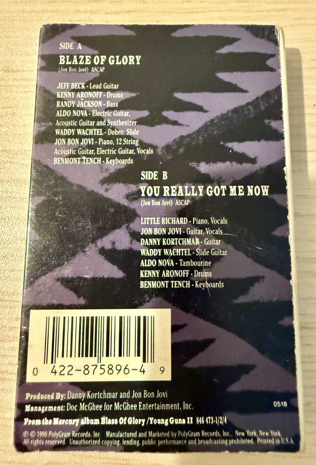 Blaze of Glory [Single] by Jon Bon Jovi (Cassette, Aug-1990, Polydor)