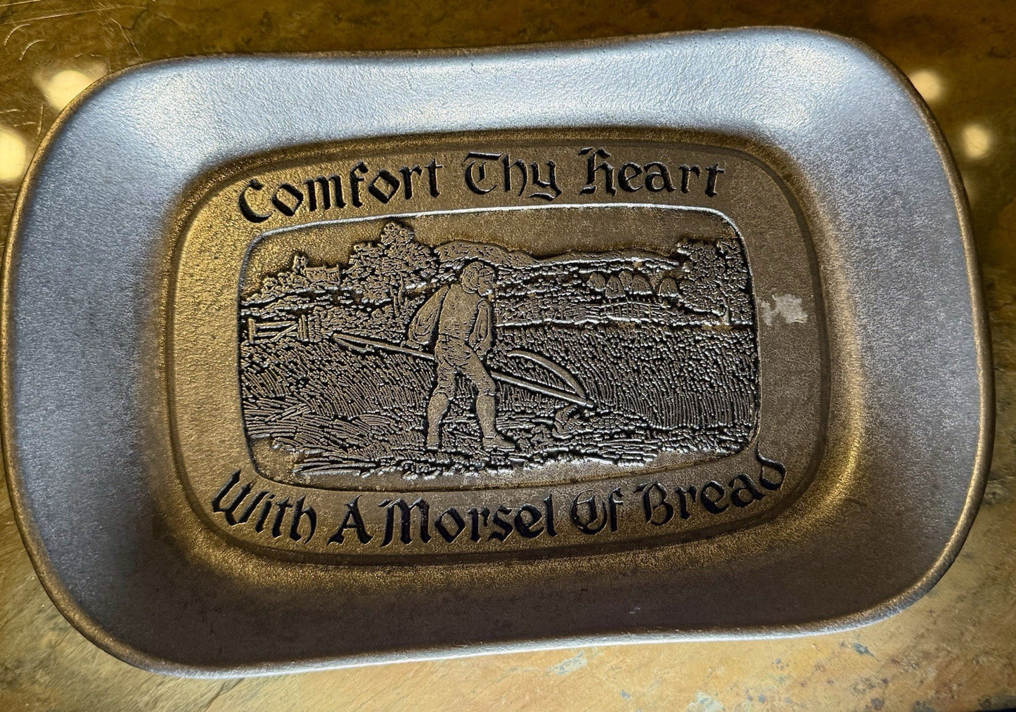 Vintage Wilton Armetale Comfort Thy Heart Pewter Serving Tray