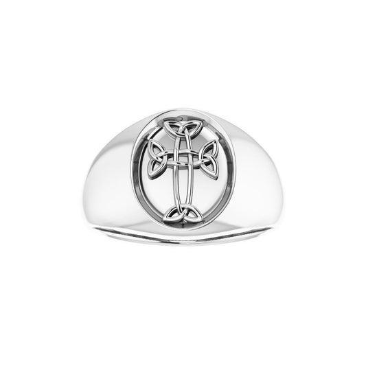 Celtic-Inspired Cross Ring in Sterling Silver - Size 10