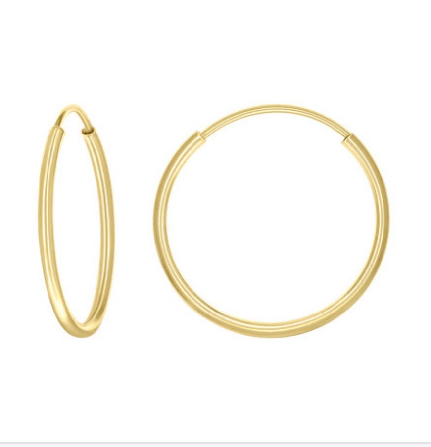 14kt Yellow Gold Womens Round Tube Endless Hoop Earrings (0.3gms)