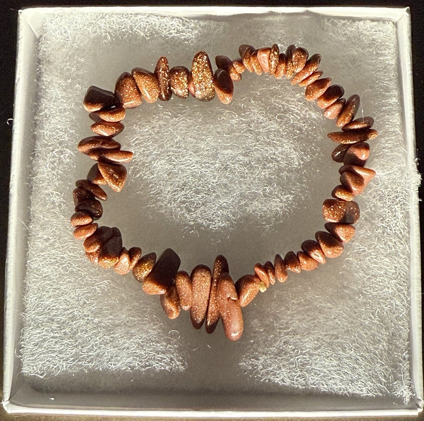 GOLDSTONE Crystal Bracelet - Chip Beads - Beaded Handmade Healing Jewelry, E0627