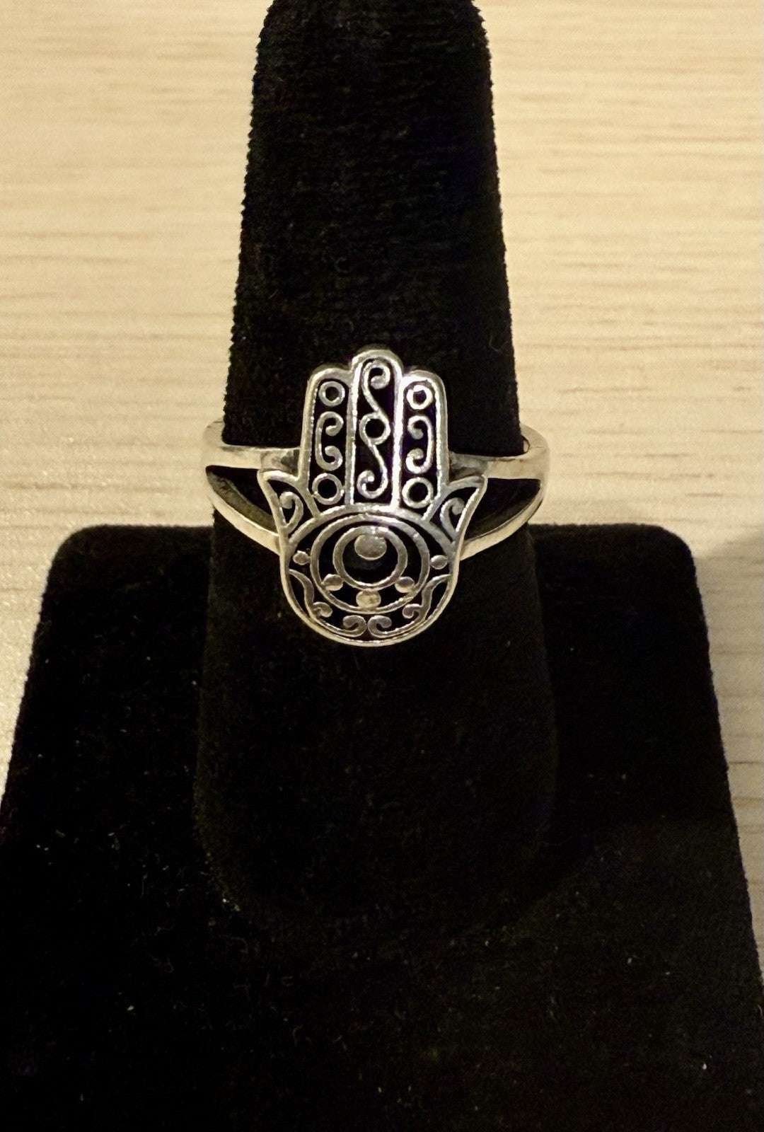 Sterling Silver Hamsa Ring- Size 10.75