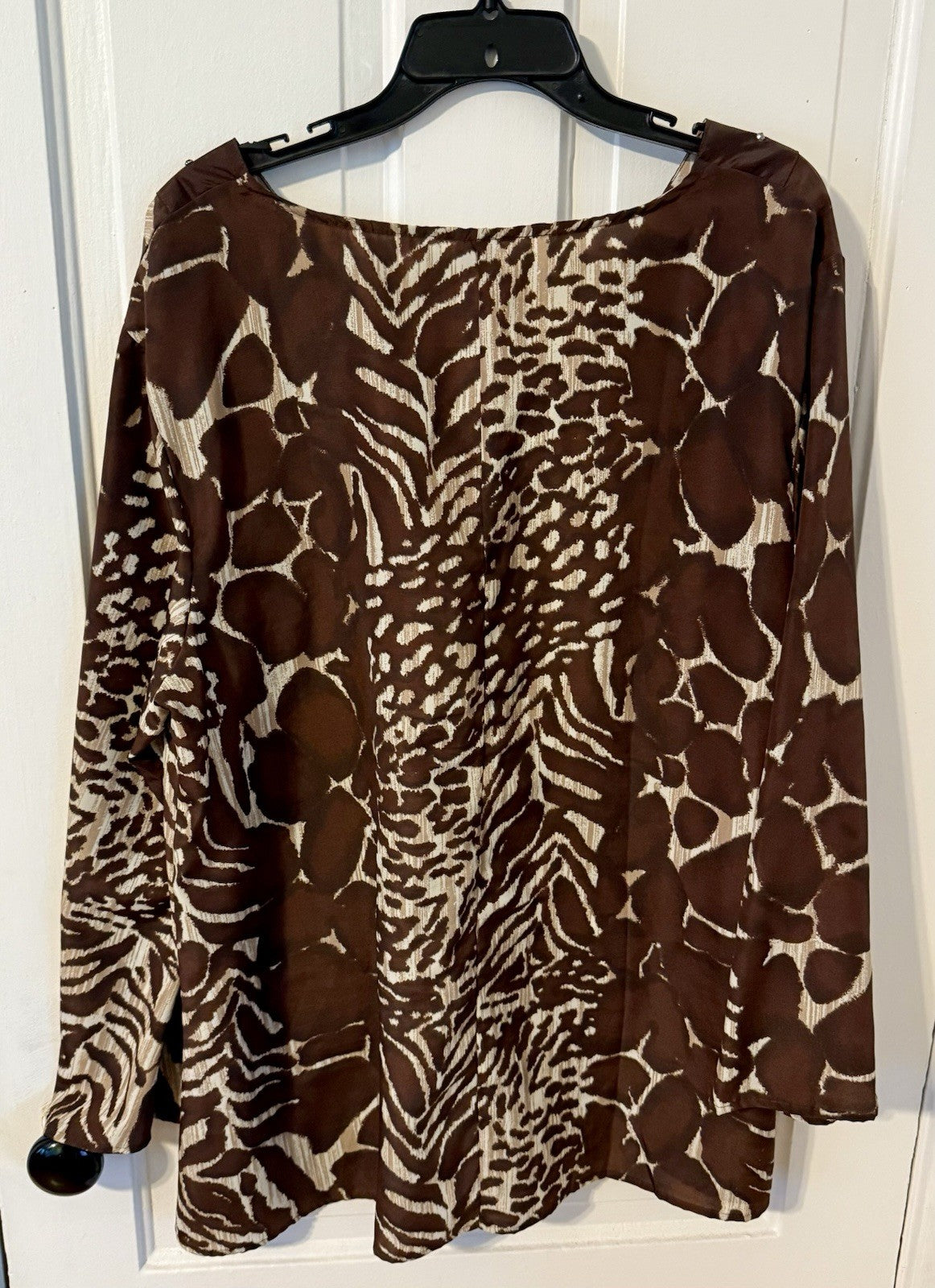 Vintage brown and beige animal print top with studded trim