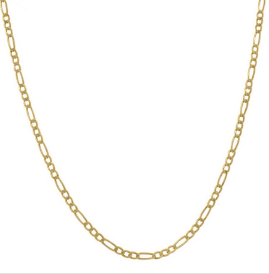 10kt Yellow Gold Hollow Figaro Chain 24” (2grms)