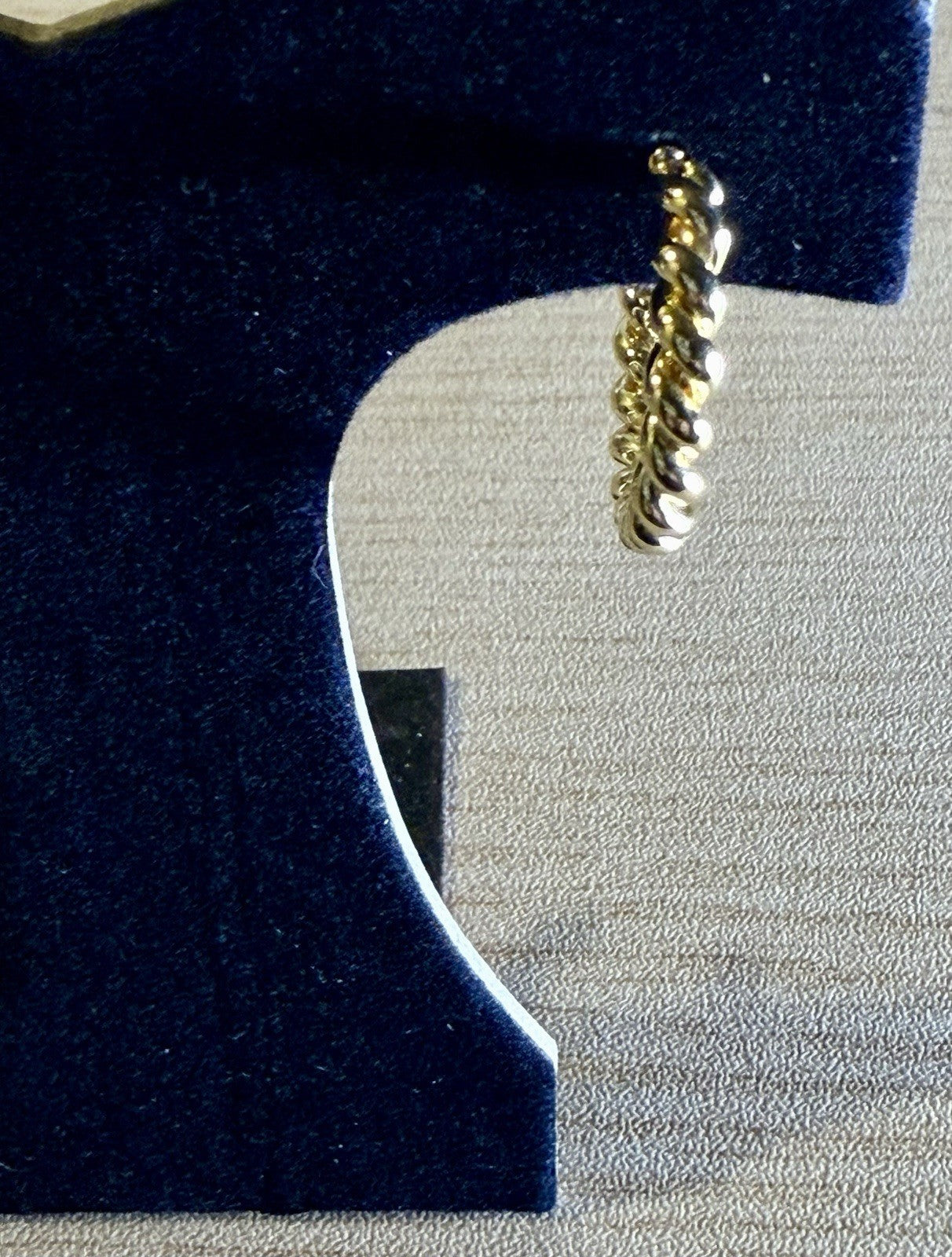 Vintage Twisted  Rope Hoop Gold Tone Earrings 