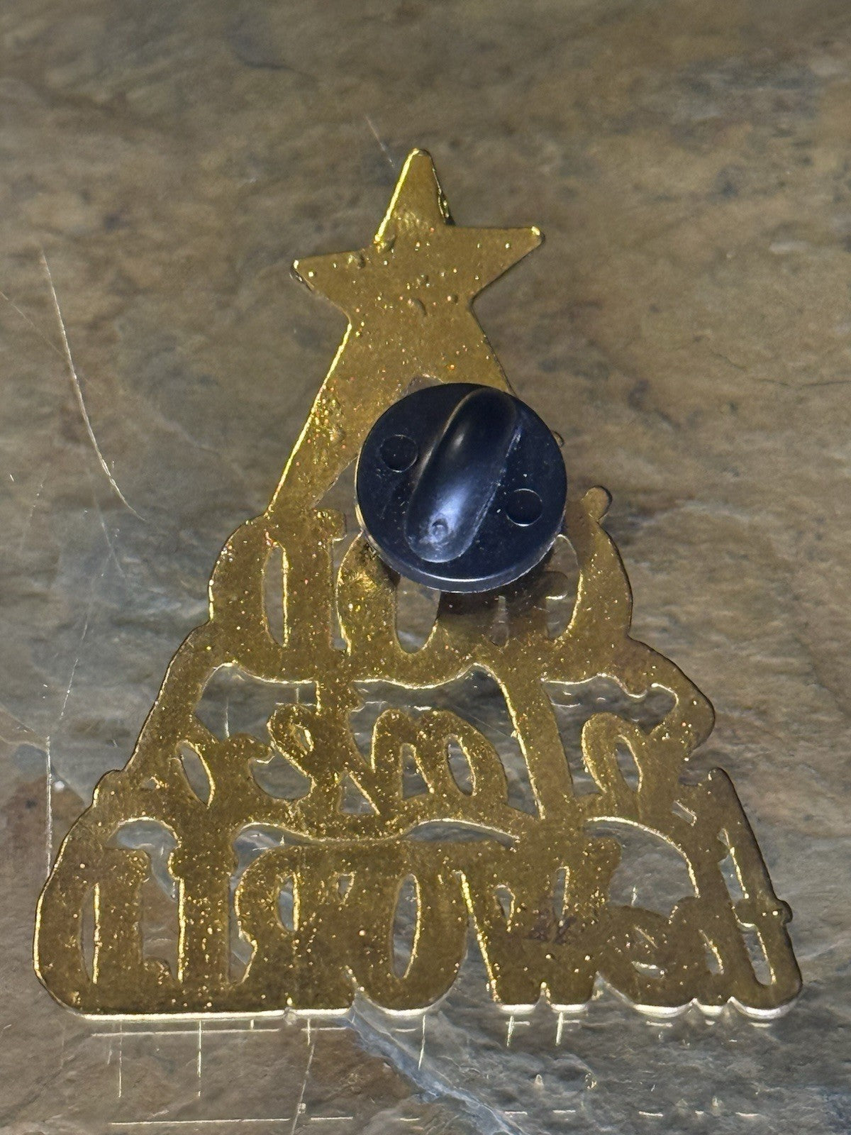 Vintage “For God So Loved The World" religious gold-tone lapel pin