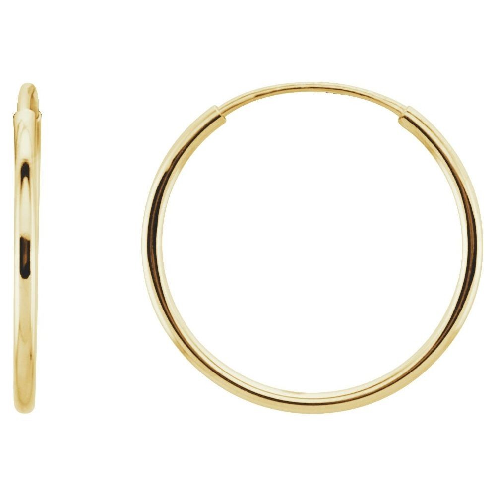 14K Yellow Endless Tube 15 mm Hoop Earring