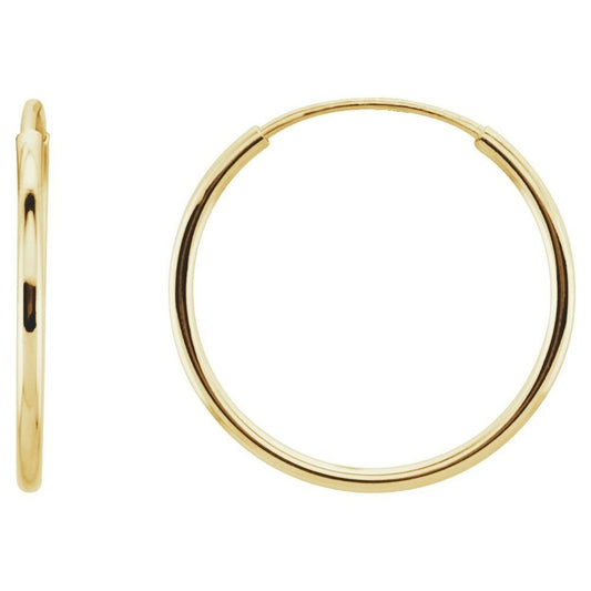 14K Yellow Endless Tube 15 mm Hoop Earring