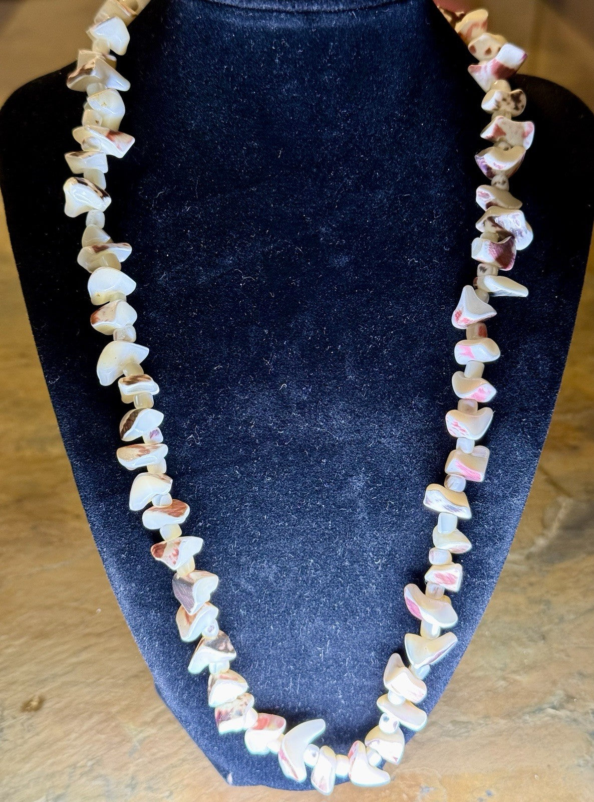 vintage necklace made of natural Trochus seashell beads