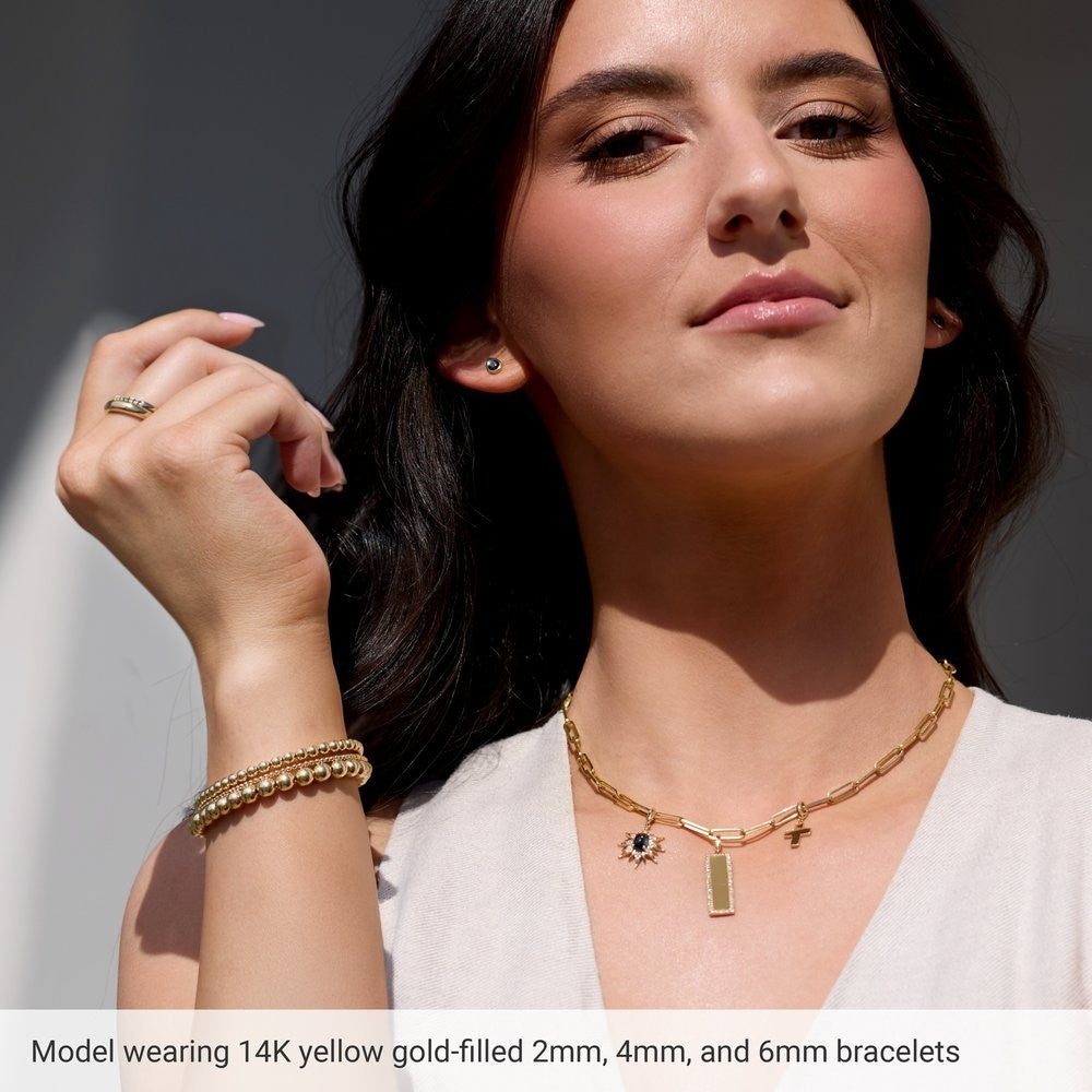 14K Yellow Gold-Filled 6 mm Elastic Bead 6 1/2" Bracelet