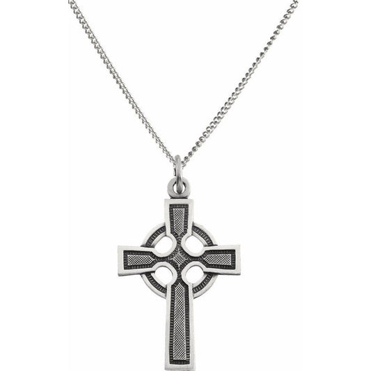Sterling Silver Celtic-Inspired Cross Necklace-Pendant Dimensions: 23 x 16mm