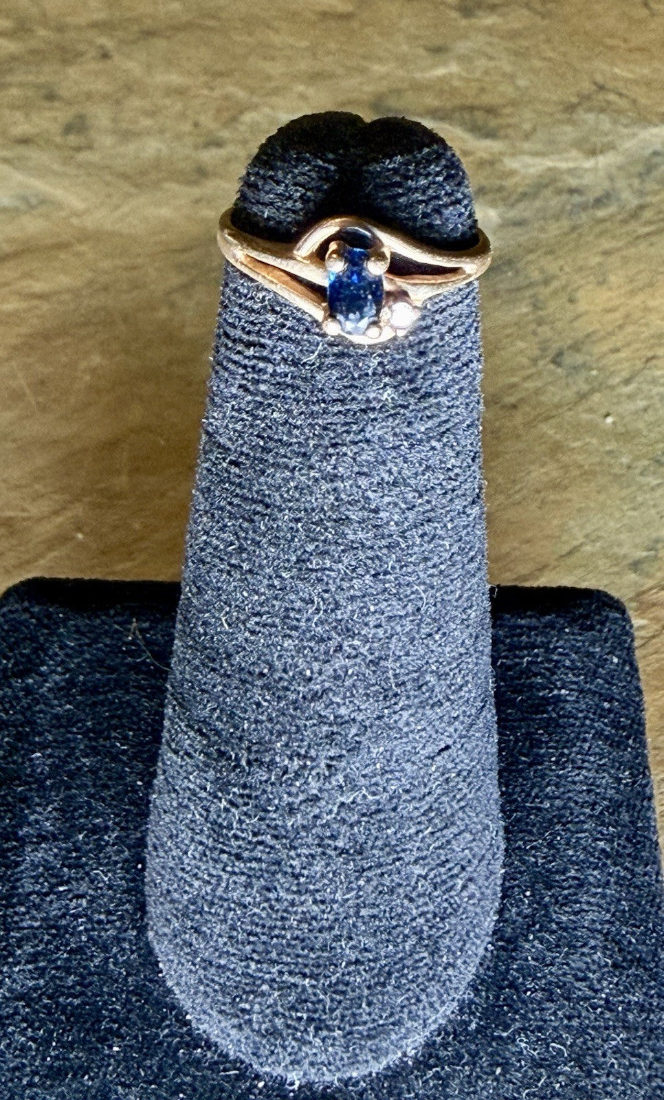 Vintage 10K Yellow Gold Diamond and Aquamarine Ring - Size 3.5
