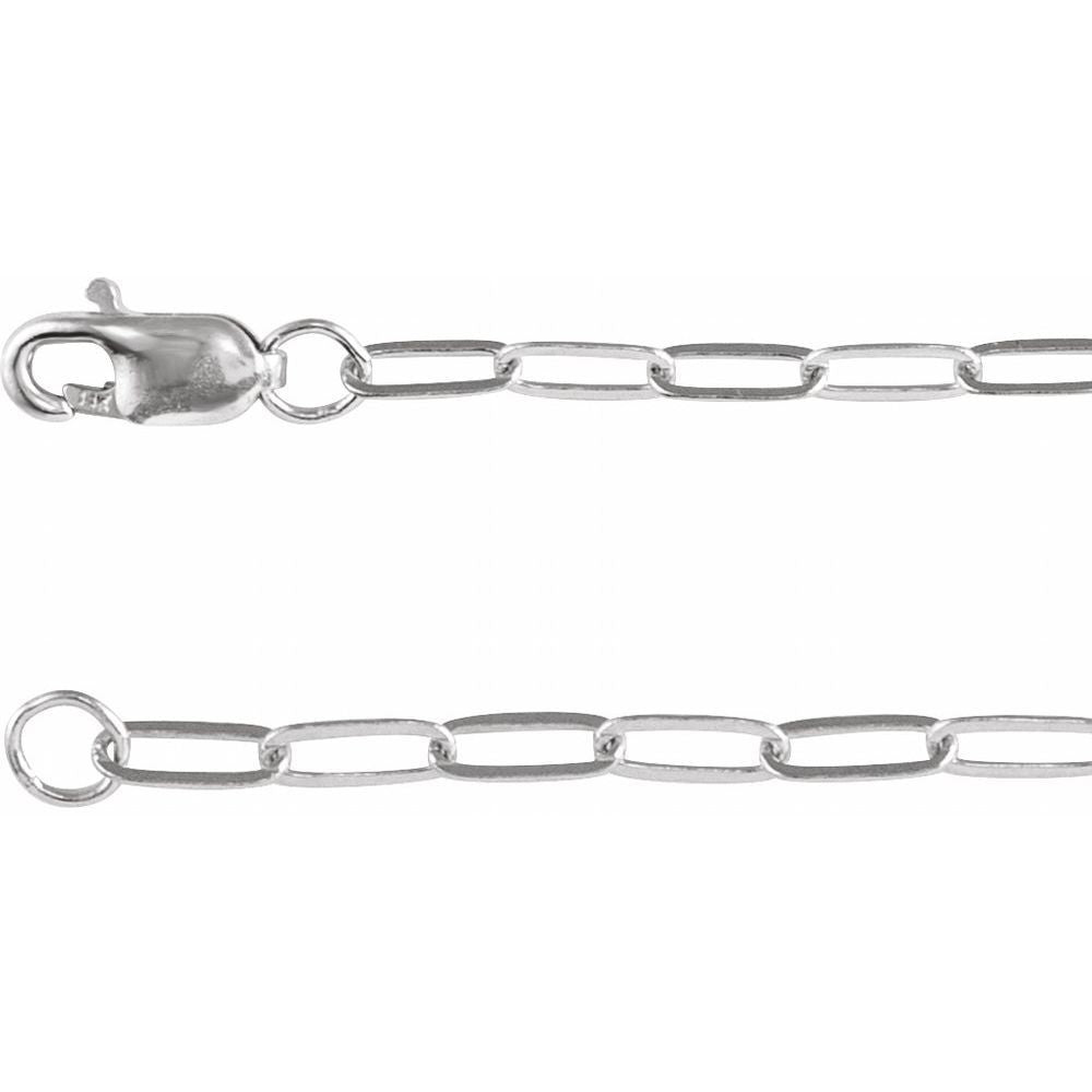 14K White 2.1 mm Paperclip-Style 18" Chain (2.64 grams)