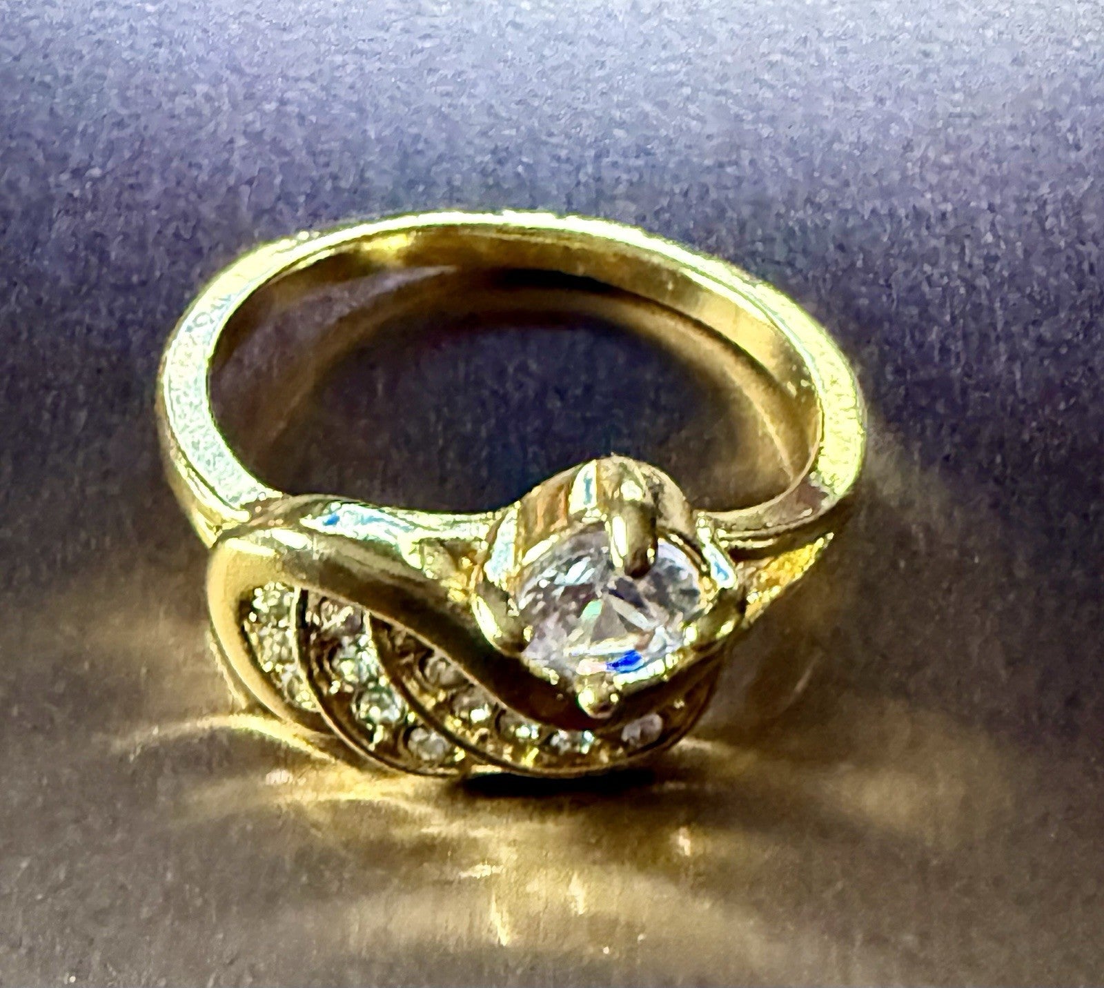 Gold Tone CZ Angel Ring - Size 8