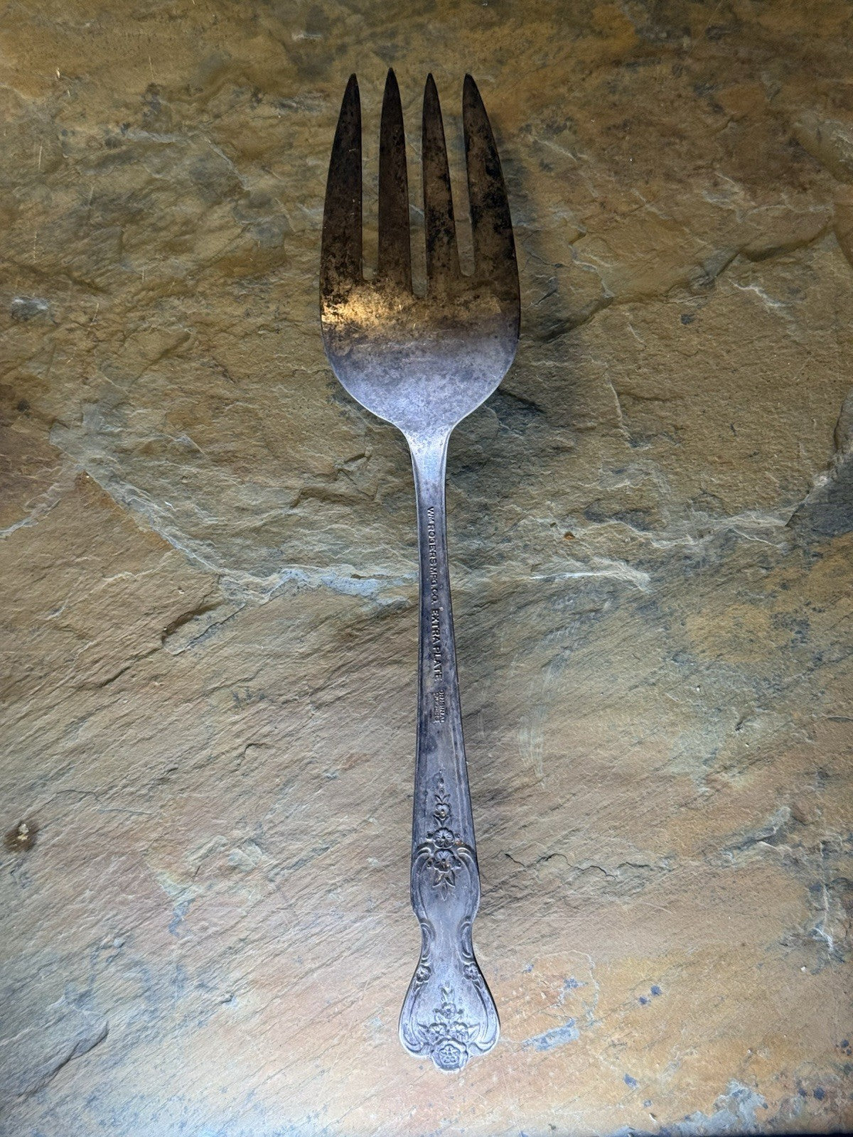 Vintage Wm. Rogers Mfg. Co. Silver Plated Meat Serving Fork