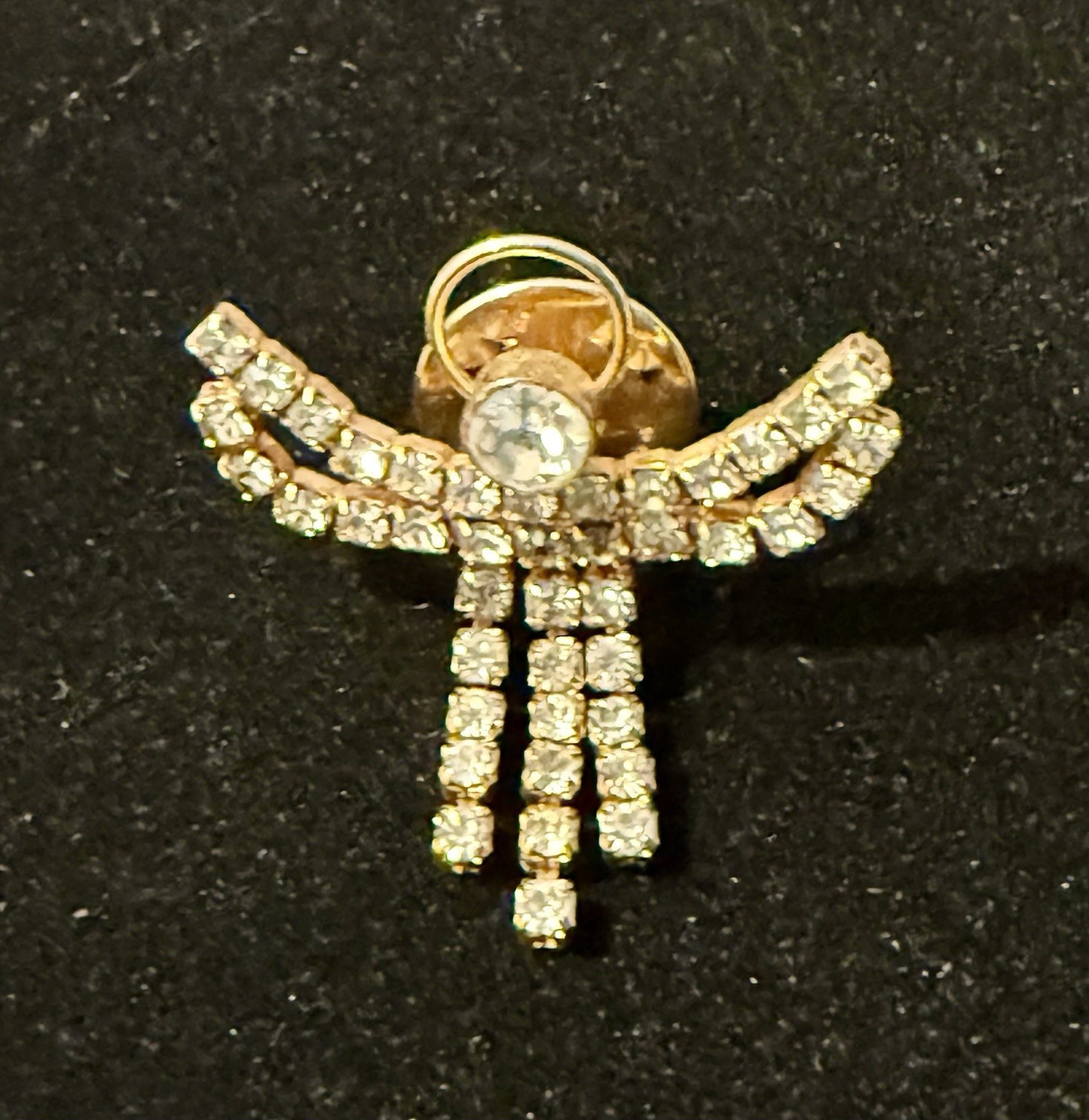 Vintage Rhinestone Guardian Angel Pin 