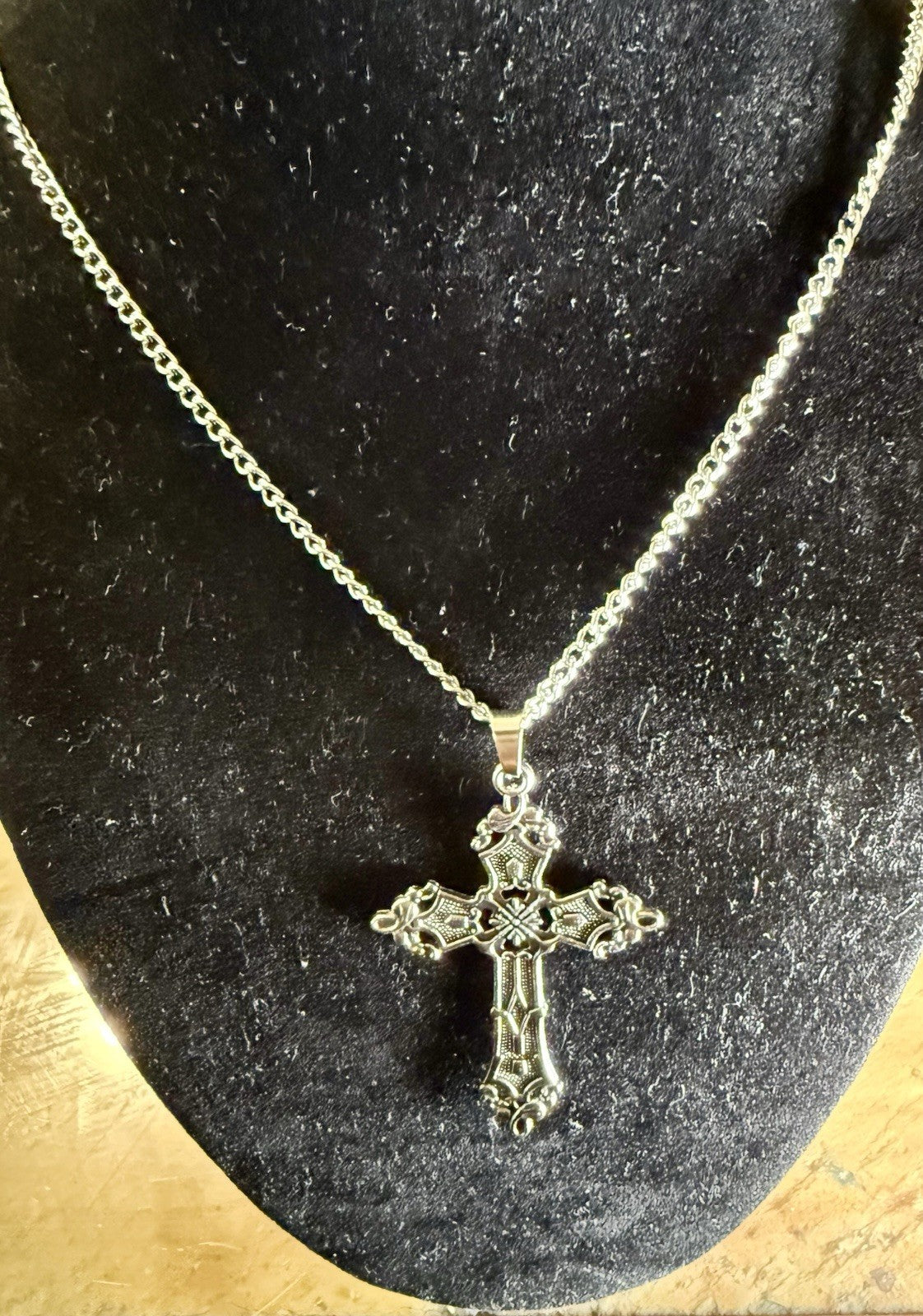 Vintage Style Gothic Cross Pendant Necklace - 24”