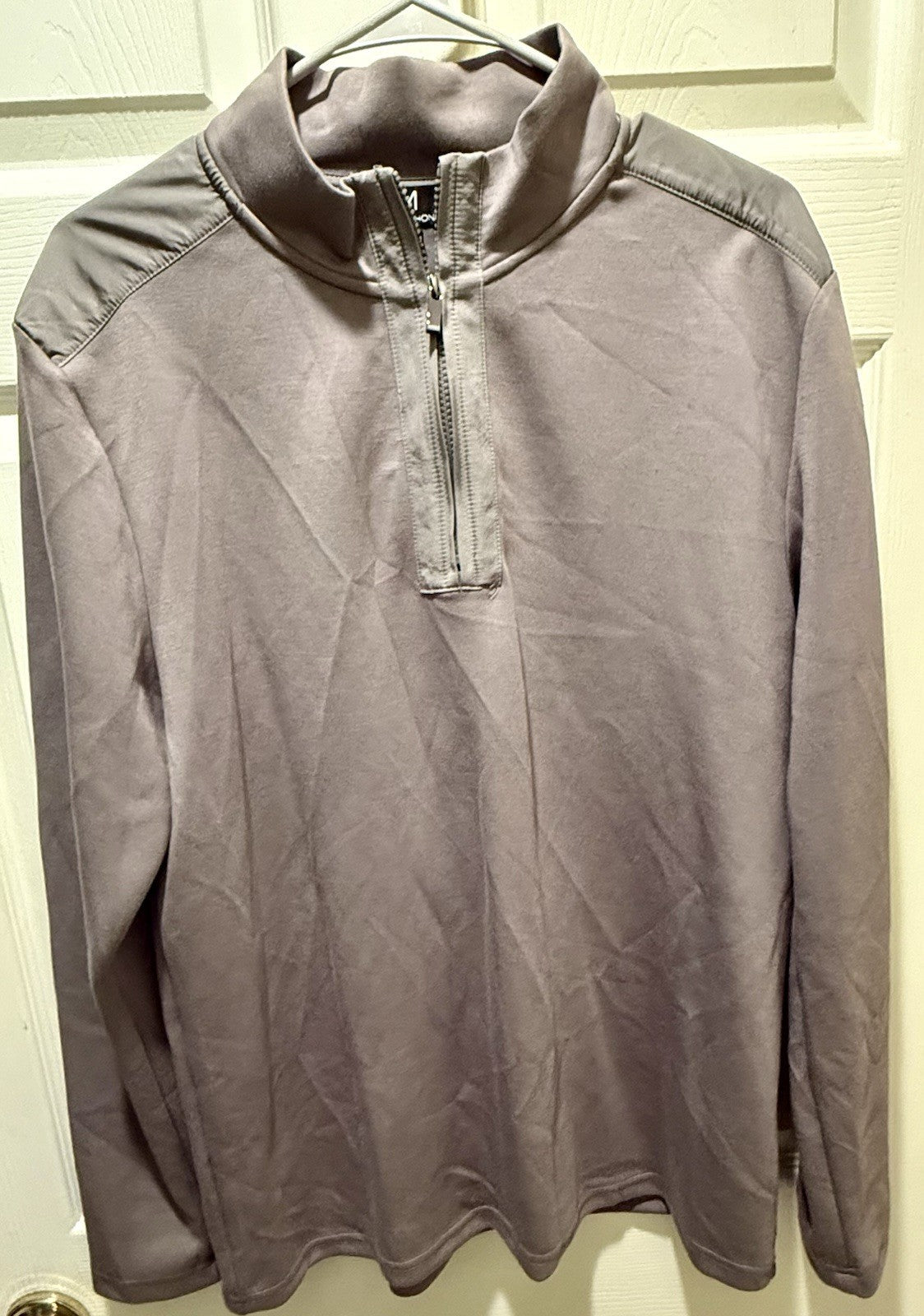 Magaschoni men's taupe performance quarter-zip pullover  - M