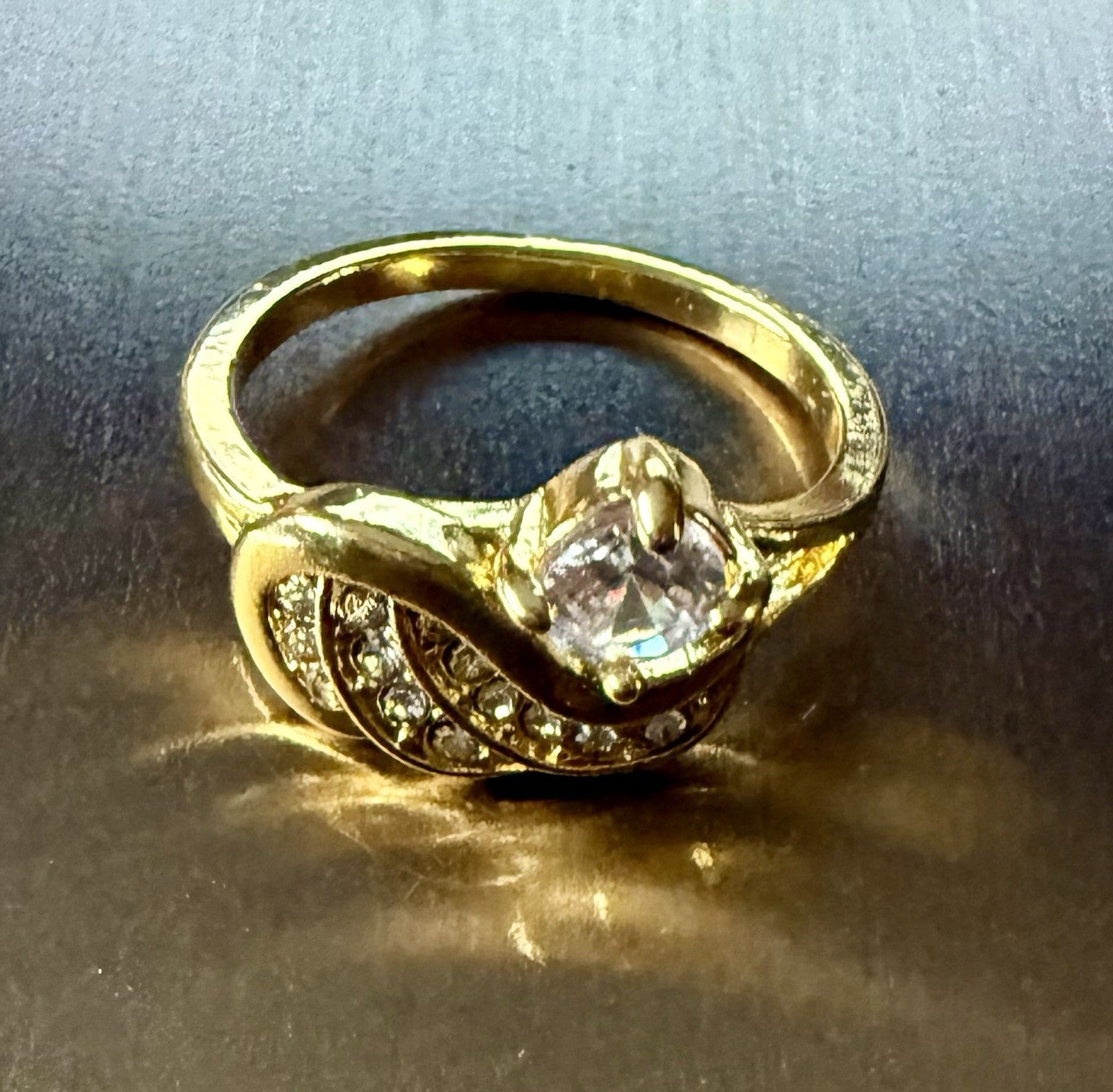 Gold Tone CZ Angel Ring - Size 8