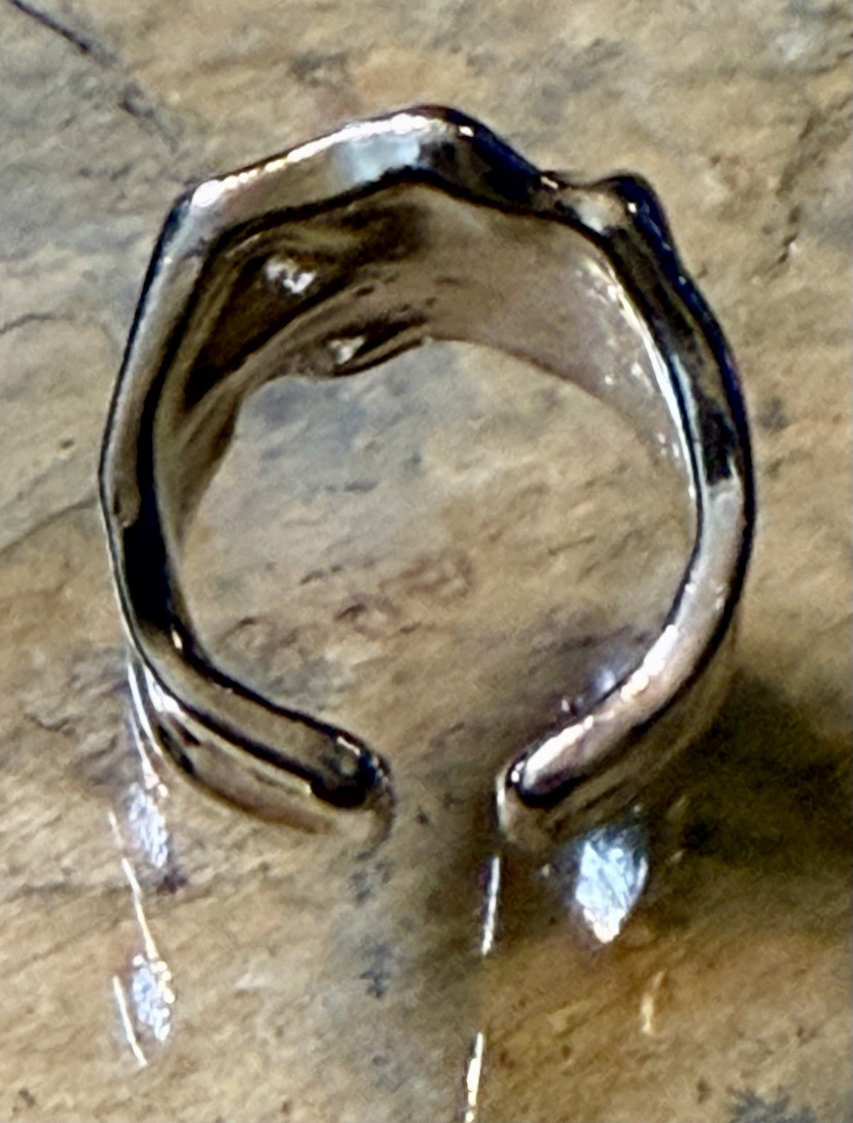 Silvertone Molten Ring- Size 5