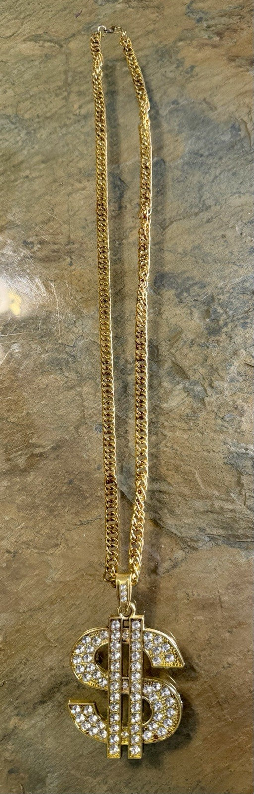 Gold Tone Chain with Dollar Sign Pendant 