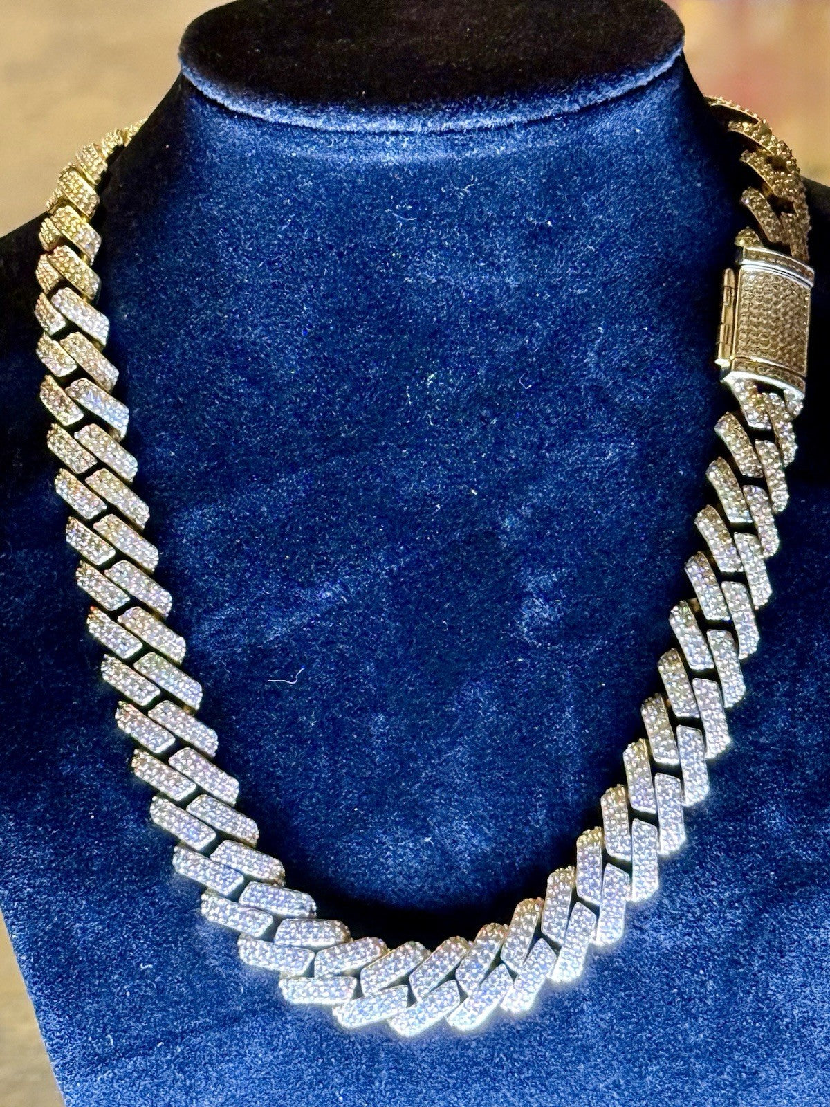 Gold Tone CZ Cuban Link Chain 