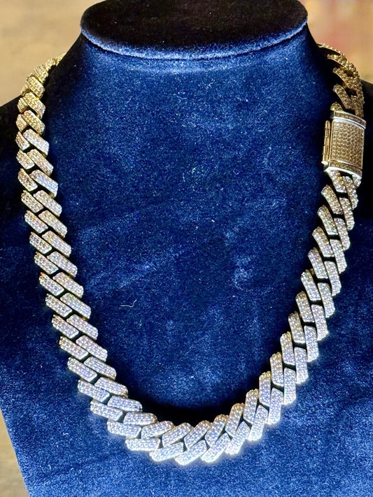 Gold Tone CZ Cuban Link Chain 