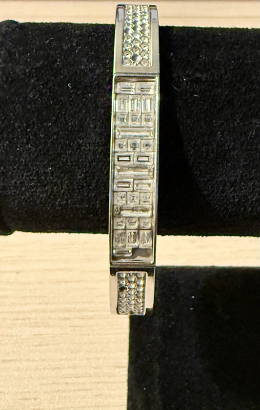 Vintage SWAROVSKI CRYSTAL ETHIC SILVER BANGLE BRACELET