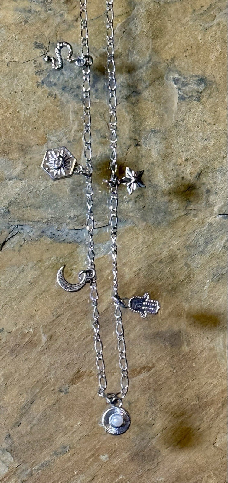 Silvertone Multi Charm Necklace 