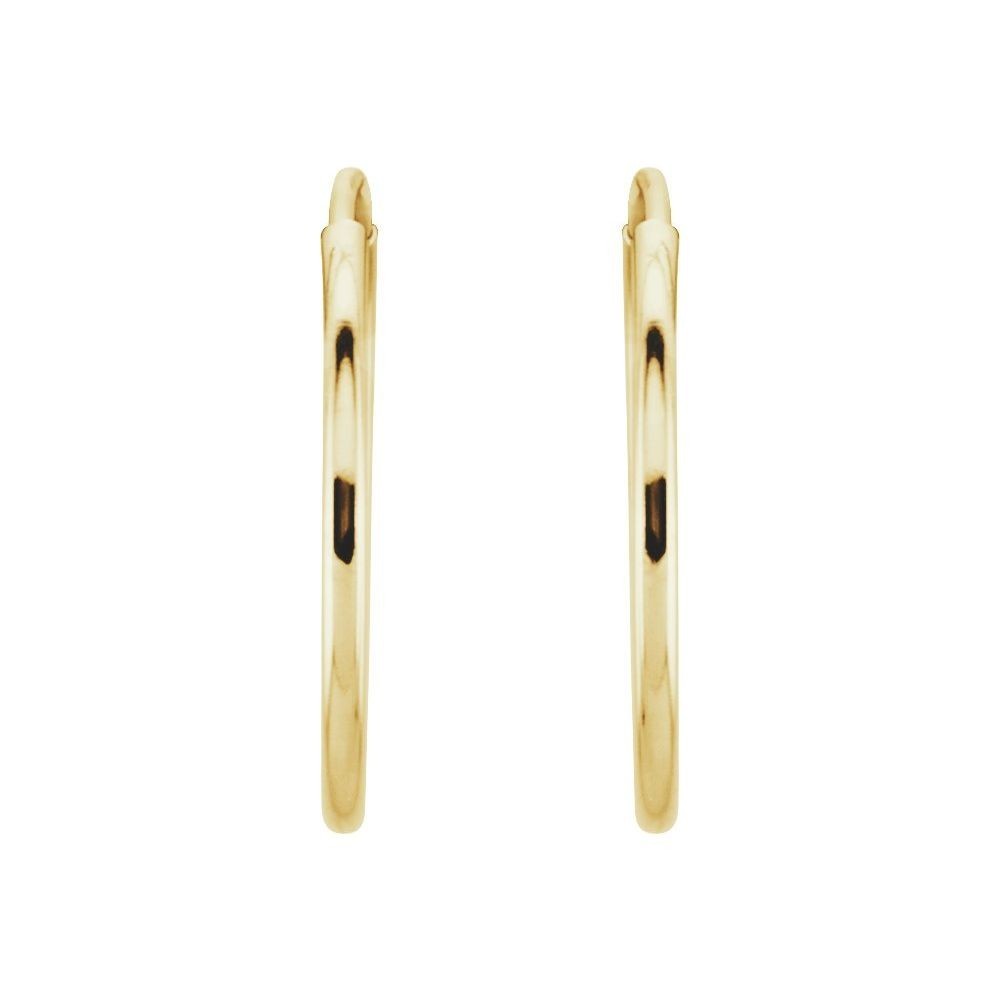 14K Yellow Endless Tube 15 mm Hoop Earring