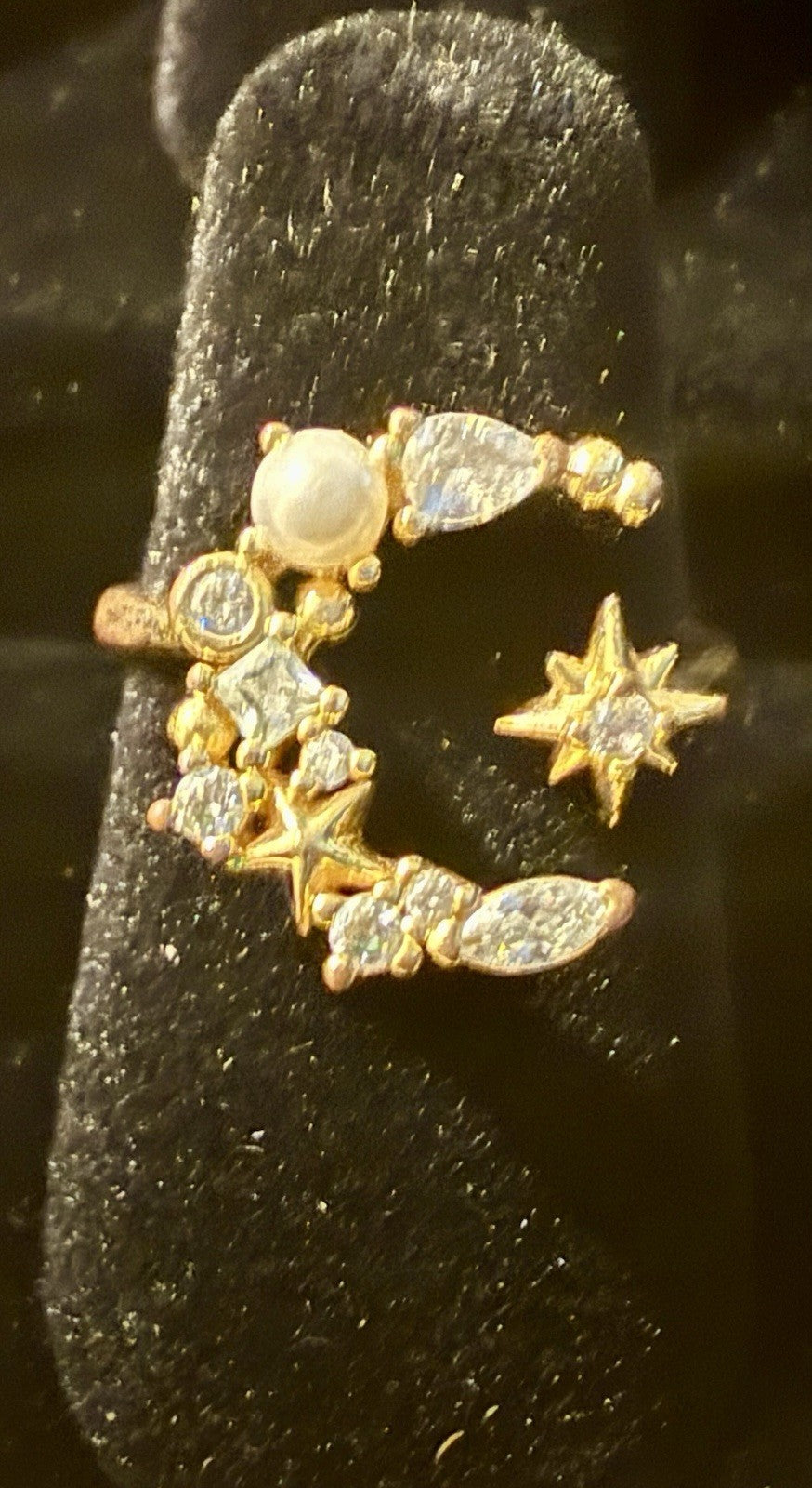 Gold Tone Moon Ring- Size 4.5