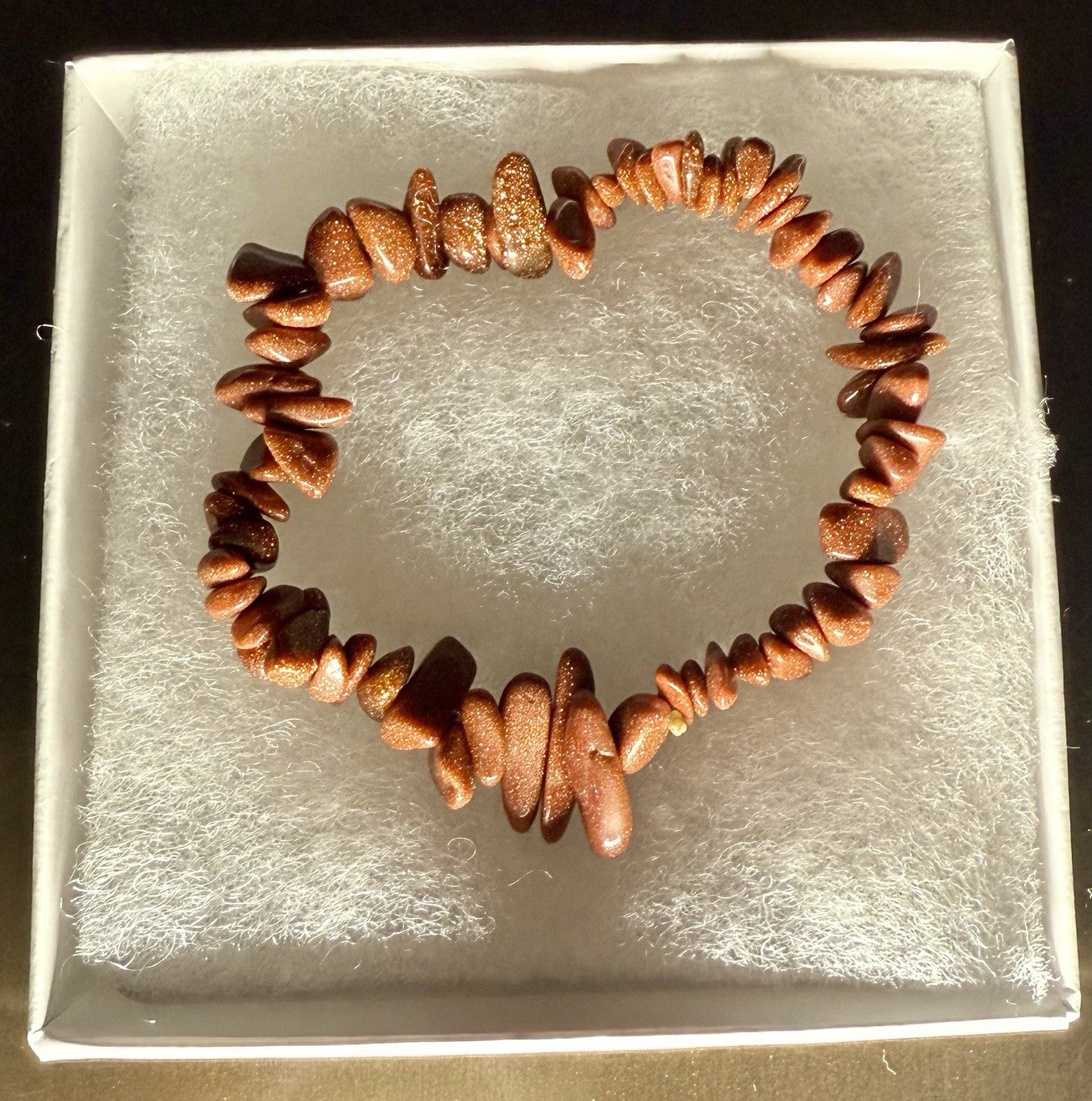 GOLDSTONE Crystal Bracelet - Chip Beads - Beaded Handmade Healing Jewelry, E0627