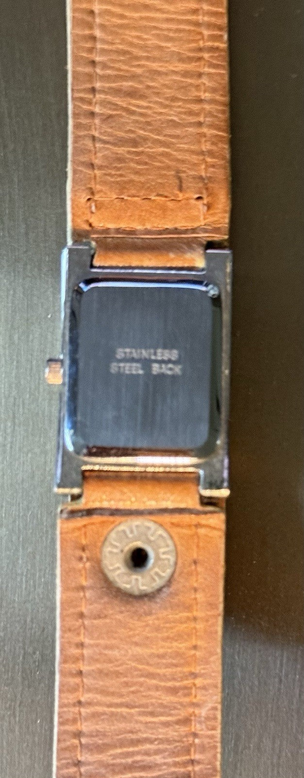 Women’s Quartz Watch with Brown Leather Cuff and Denim Inlay
