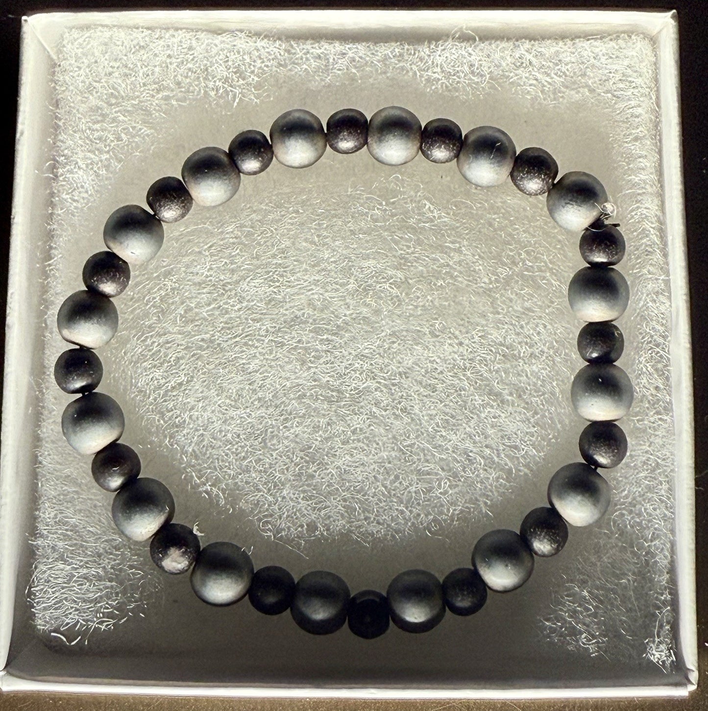 Black Moonstone Beaded Stretch Bracelet 